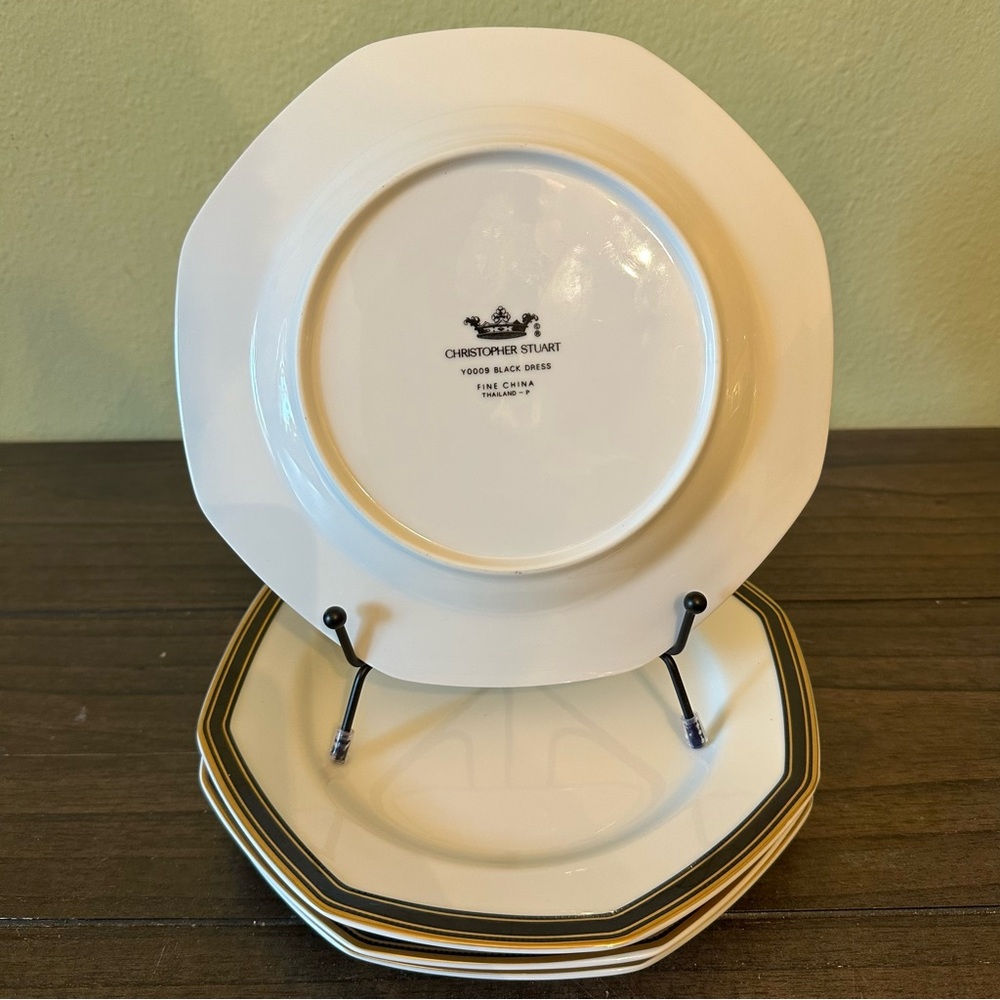 Christopher Stuart Y0009 Black Dress Octagon Salad Plates - Picture 4 of 7